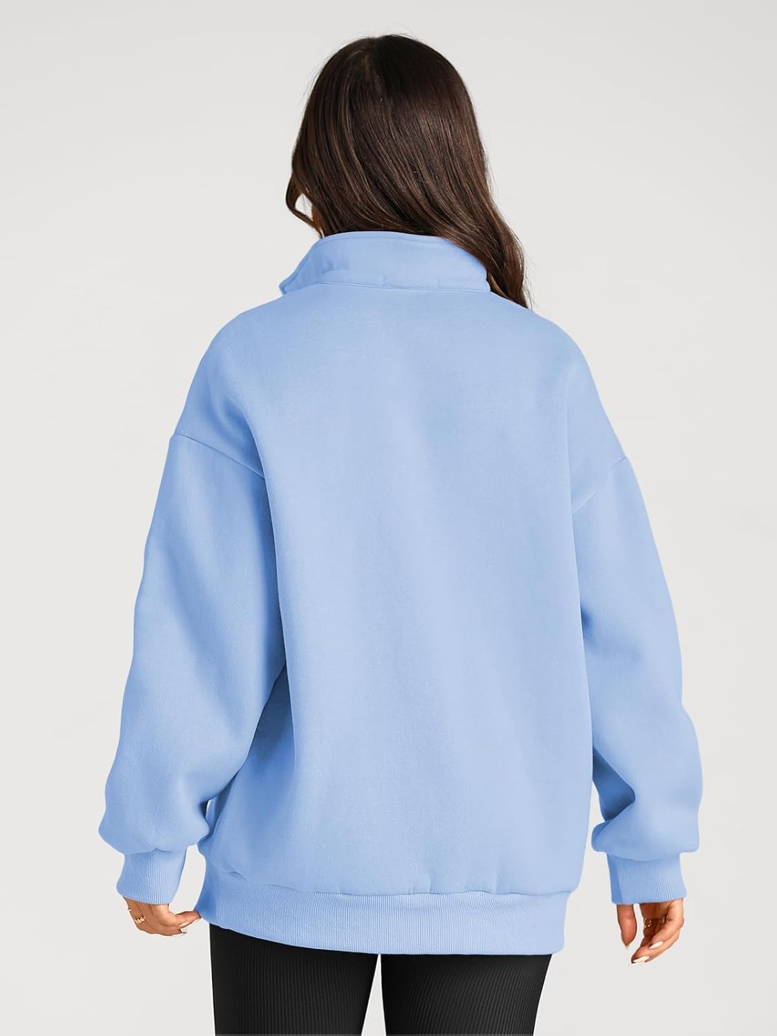 Women’s Oversized Half-Zip Pullover – Cozy Fleece Hoodie with Drop Shoulder & Quarter-Zip Design – Casual Fall and Winter Sweatshirt