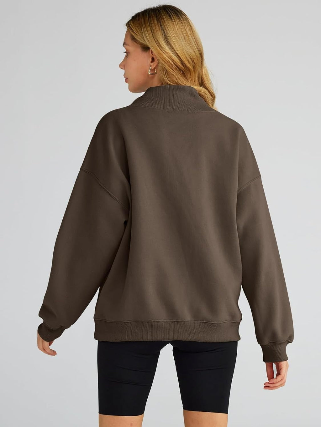 Women's Turtleneck Sweatshirt - Oversized Drop Shoulder Pullover with Fleece Lining