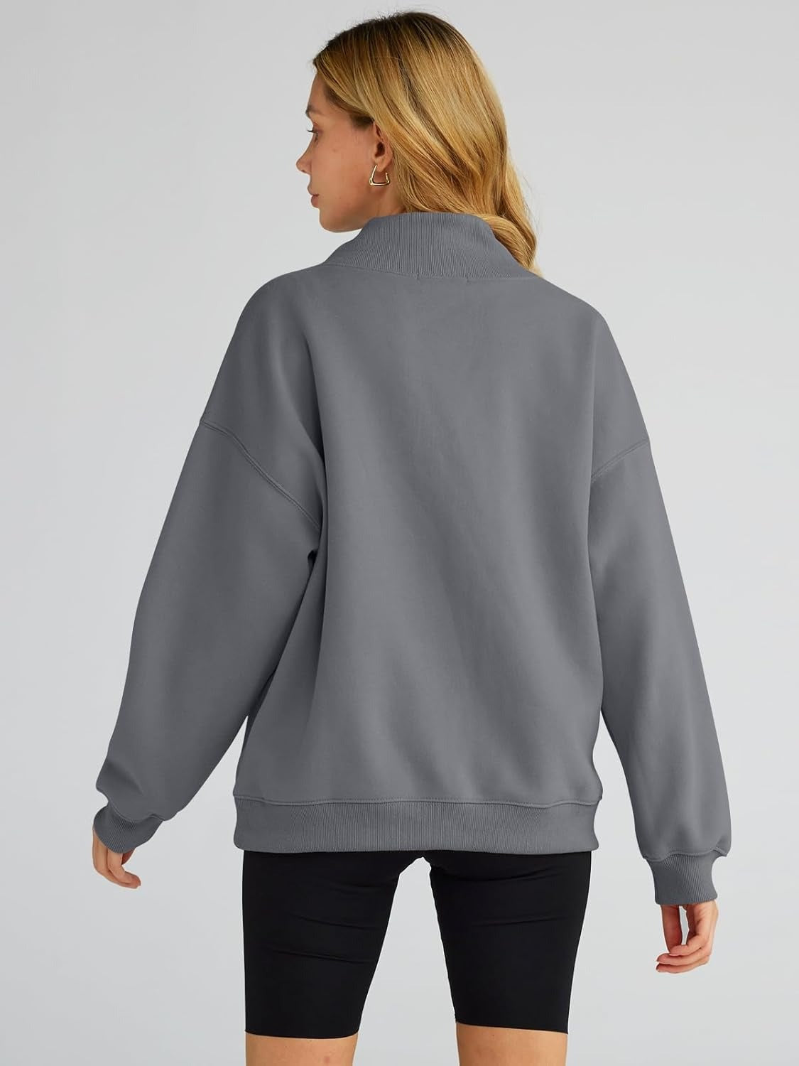 Women's Turtleneck Sweatshirt - Oversized Drop Shoulder Pullover with Fleece Lining