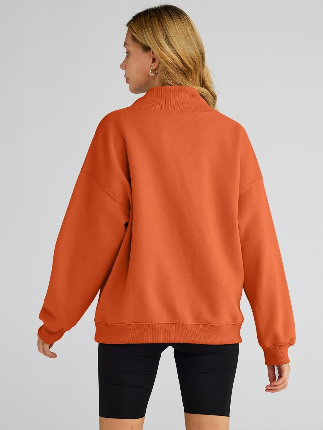 Women's Turtleneck Sweatshirt - Oversized Drop Shoulder Pullover with Fleece Lining