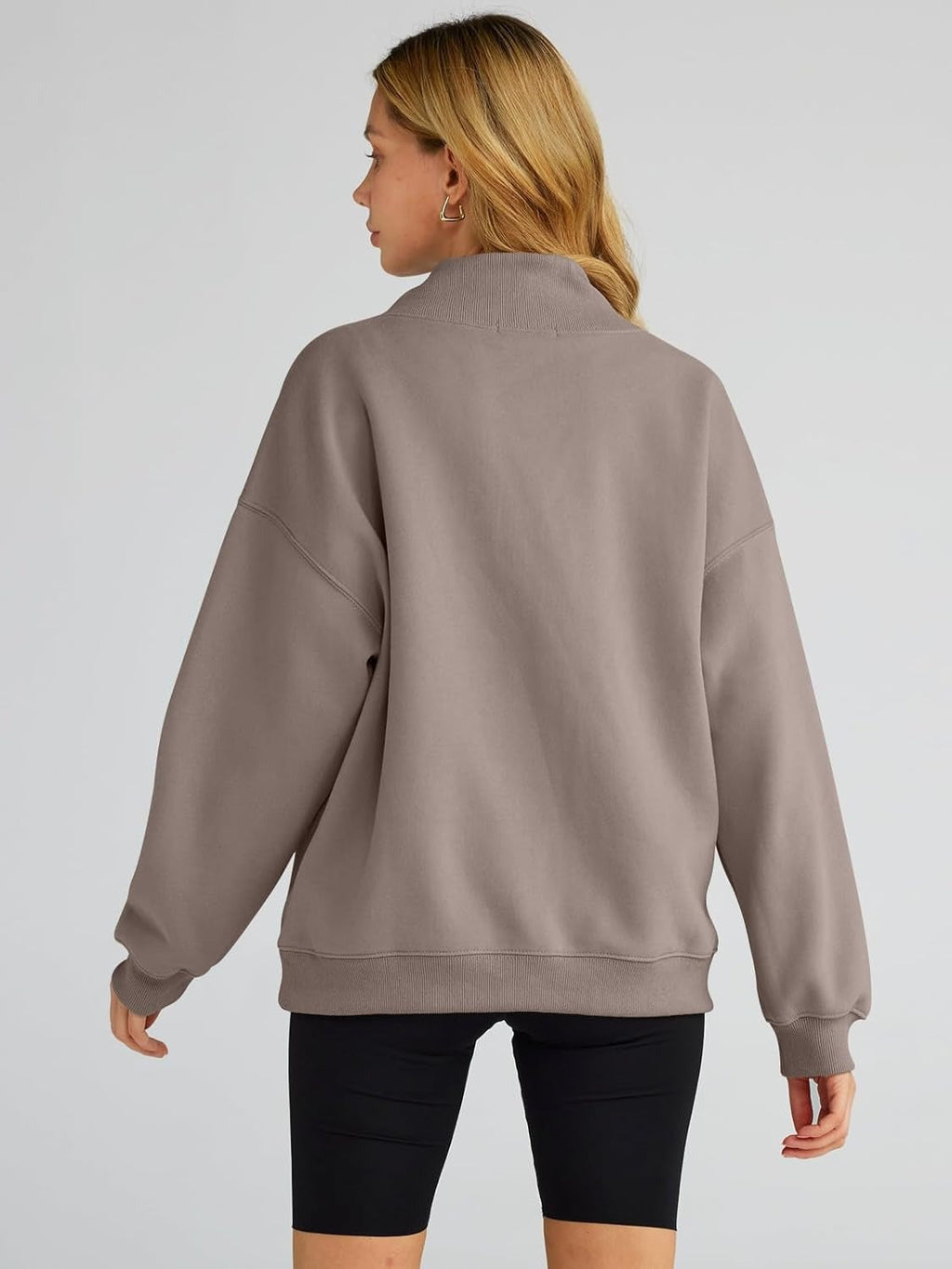 Women's Turtleneck Sweatshirt - Oversized Drop Shoulder Pullover with Fleece Lining