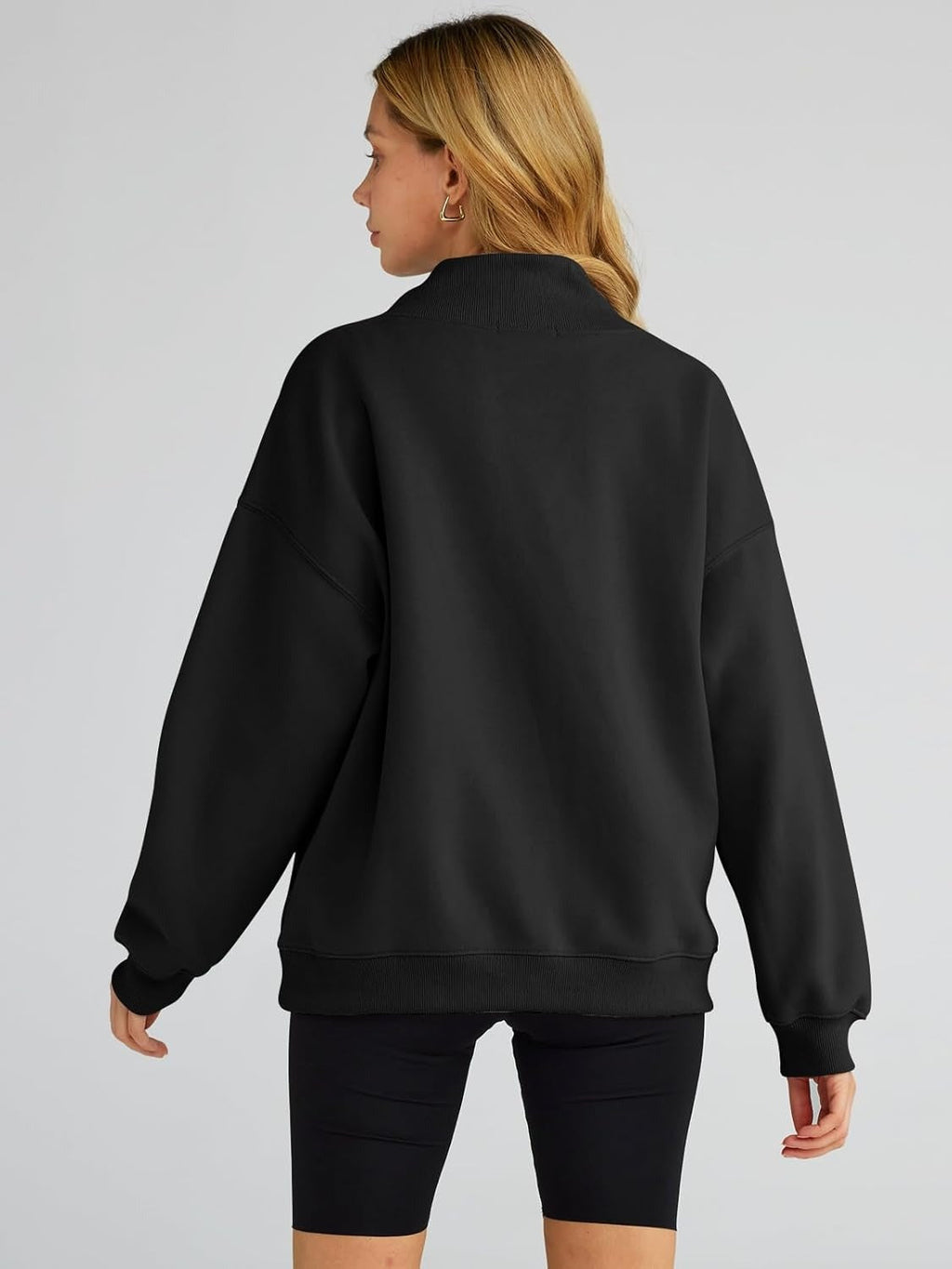 Women's Turtleneck Sweatshirt - Oversized Drop Shoulder Pullover with Fleece Lining
