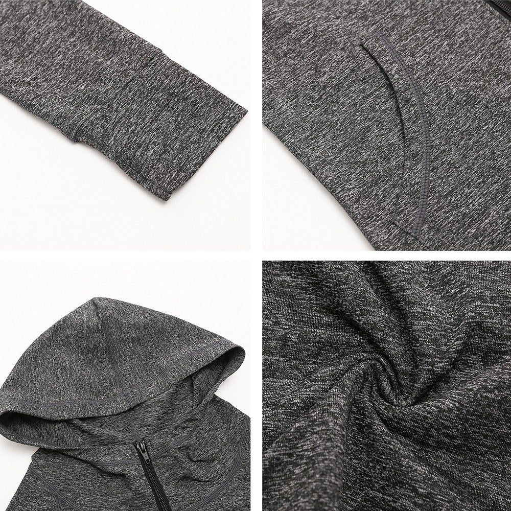 Women Full-zip Hooded Jackets Sport Hoodie Raglan Long Sleeves Pockets Workout Running Exercise Gym Track Sweatshirt Casual Tops Activewear