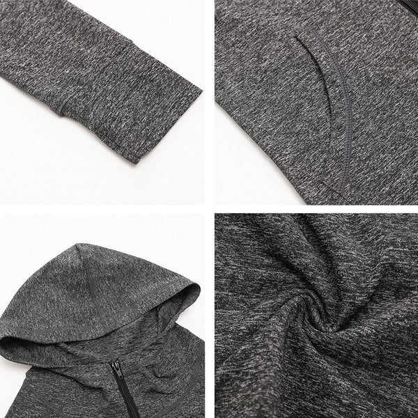 Women Full-zip Hooded Jackets Sport Hoodie Raglan Long Sleeves Pockets Workout Running Exercise Gym Track Sweatshirt Casual Tops Activewear