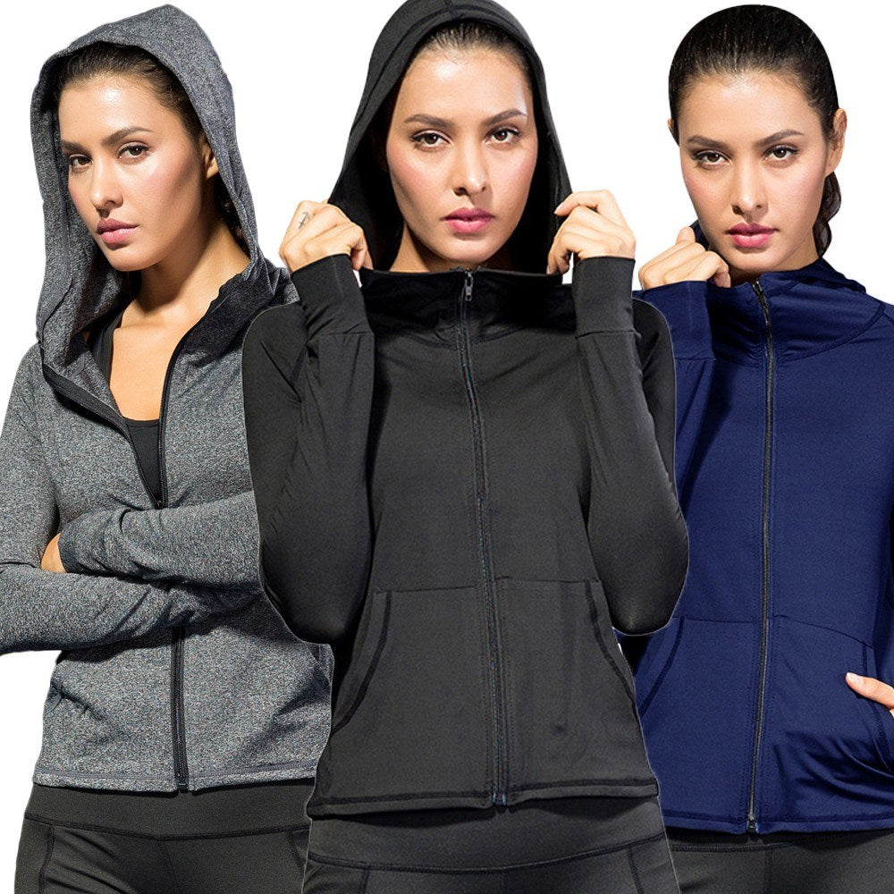 Women Full-zip Hooded Jackets Sport Hoodie Raglan Long Sleeves Pockets Workout Running Exercise Gym Track Sweatshirt Casual Tops Activewear Main image