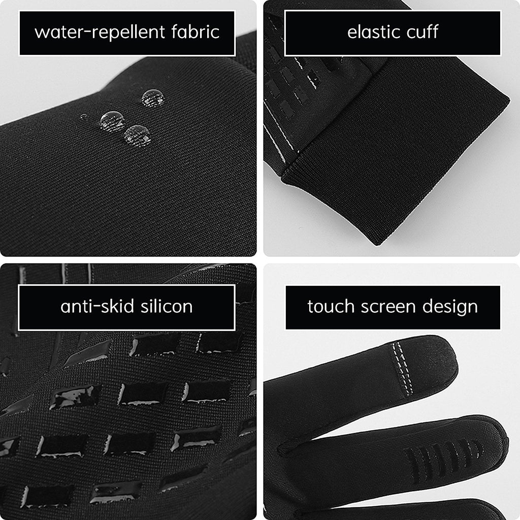 Waterproof Windproof Cycling Gloves for Men & Women - Fleece Lined, Touchscreen, Anti-Slip, Full-Finger Ski Gloves