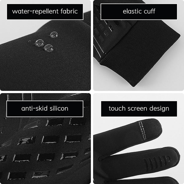 Waterproof Windproof Cycling Gloves for Men & Women - Fleece Lined, Touchscreen, Anti-Slip, Full-Finger Ski Gloves