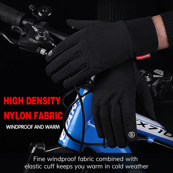 Waterproof Windproof Cycling Gloves for Men & Women - Fleece Lined, Touchscreen, Anti-Slip, Full-Finger Ski Gloves