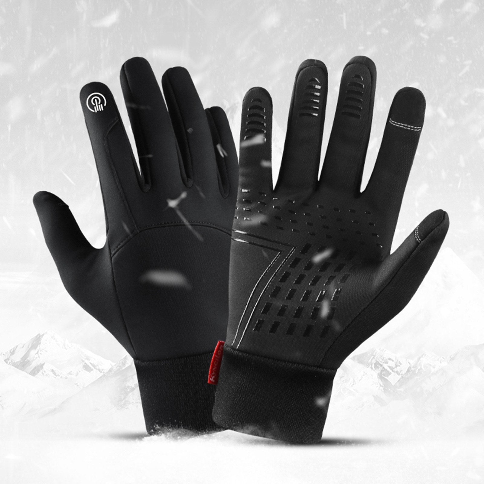 Waterproof Windproof Cycling Gloves for Men & Women - Fleece Lined, Touchscreen, Anti-Slip, Full-Finger Ski Gloves Secondary image