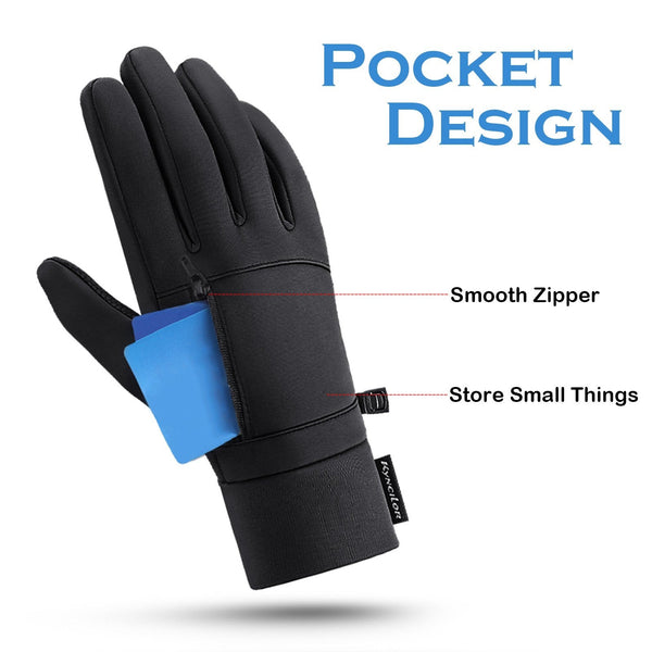 Men's Waterproof Thermal Touchscreen Gloves with Pocket & Anti-Slip Fleece for Winter Sports