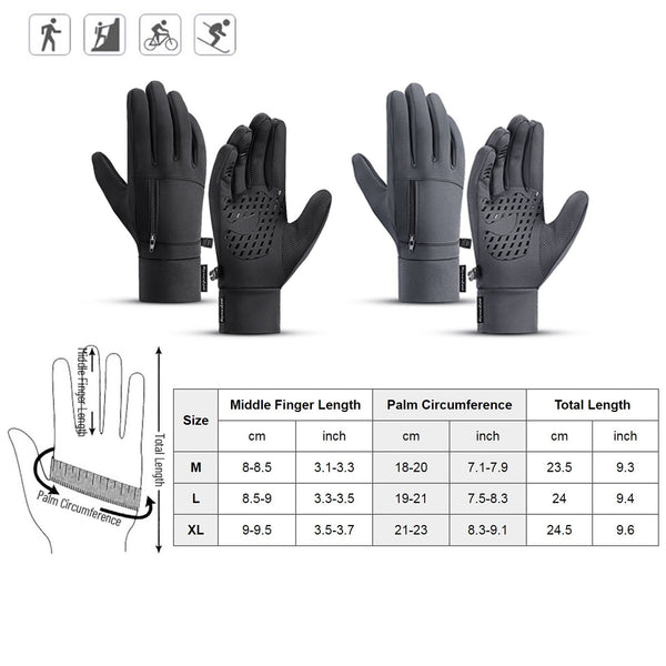 Men's Waterproof Thermal Touchscreen Gloves with Pocket & Anti-Slip Fleece for Winter Sports