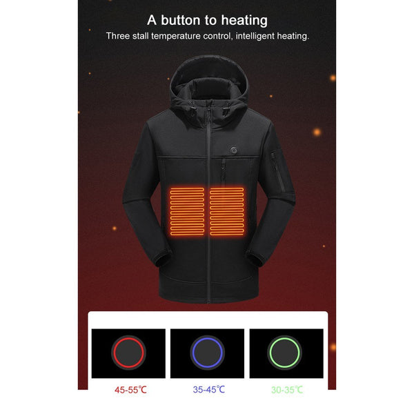 USB Heated Jacket Winter Electric Thermal Coat for Outdoor Fishing & Hiking