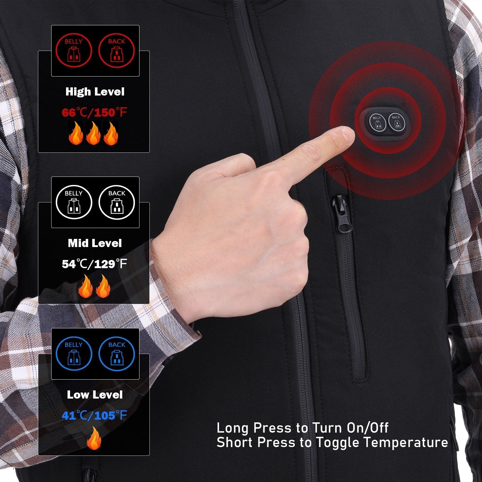 Heated Vest for Men & Women Adjustable Winter Coat Outdoor Travel Sports Heating Clothing