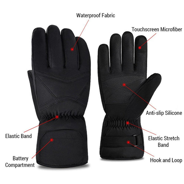 Waterproof Electric Heated Touchscreen Mittens with Battery Box