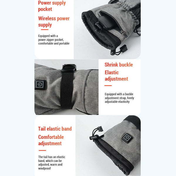 Waterproof Electric Heated Gloves: 3 Heat Levels for Winter Driving, Skiing, Hiking, Fishing, Hunting