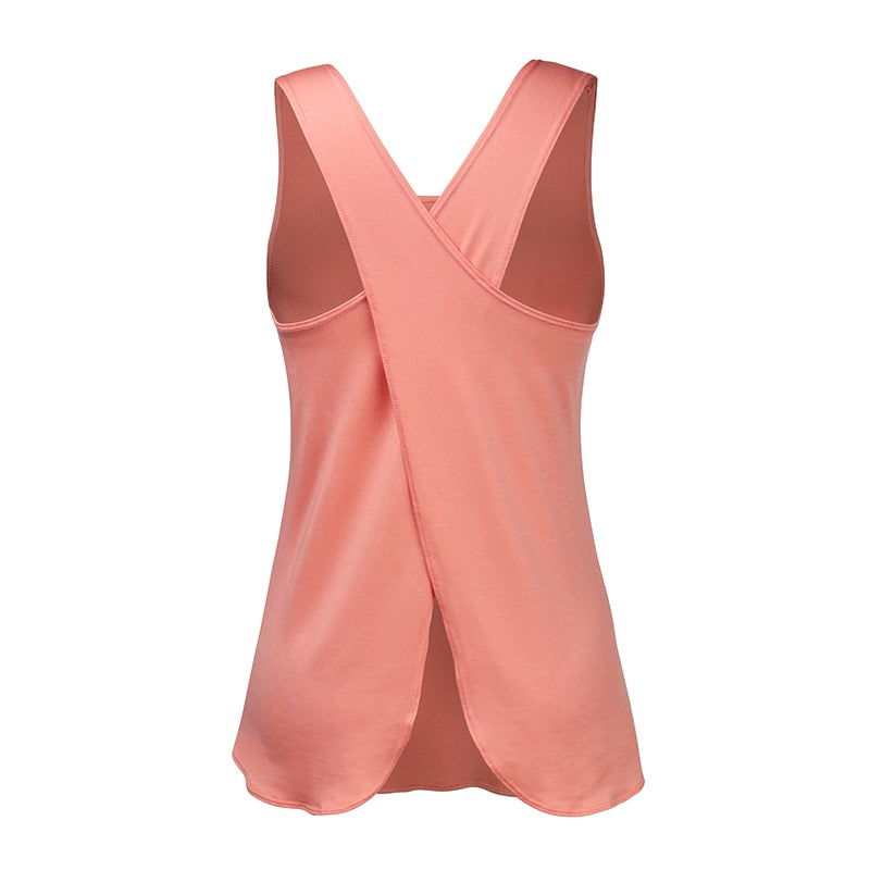 Stylish Quick-drying Ladies' Cross Back Sleeveless Gym Shirts Secondary image