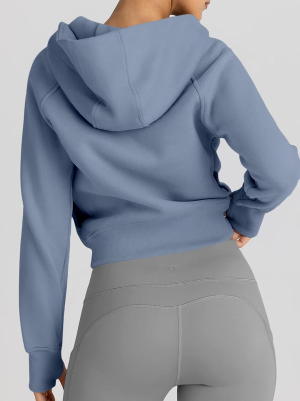 Women’s Full Zip Fleece Hoodie – Cozy Winter Jacket with Drop Shoulder Collar, Soft & Breathable Sweatshirt for Fall & Winter