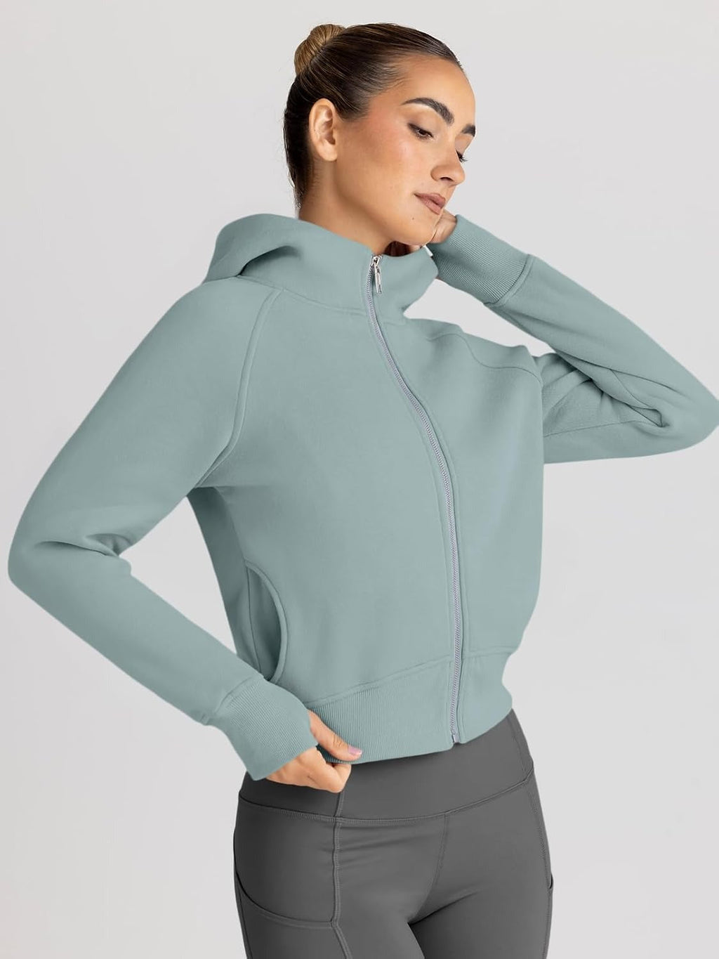Women’s Full Zip Fleece Hoodie – Cozy Winter Jacket with Drop Shoulder Collar, Soft & Breathable Sweatshirt for Fall & Winter