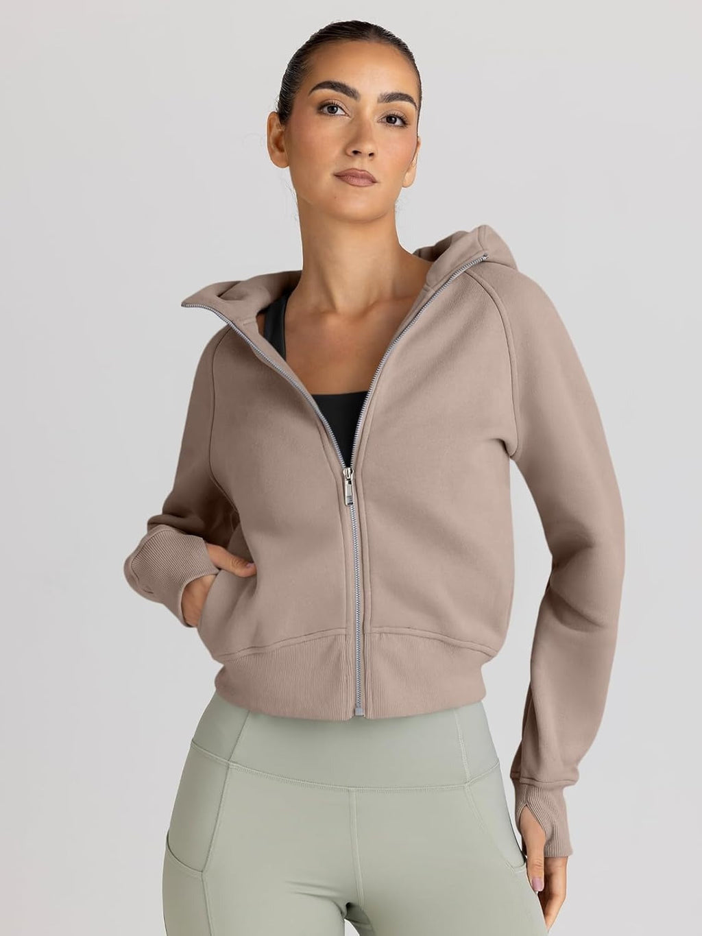 Women’s Full Zip Fleece Hoodie – Cozy Winter Jacket with Drop Shoulder Collar, Soft & Breathable Sweatshirt for Fall & Winter