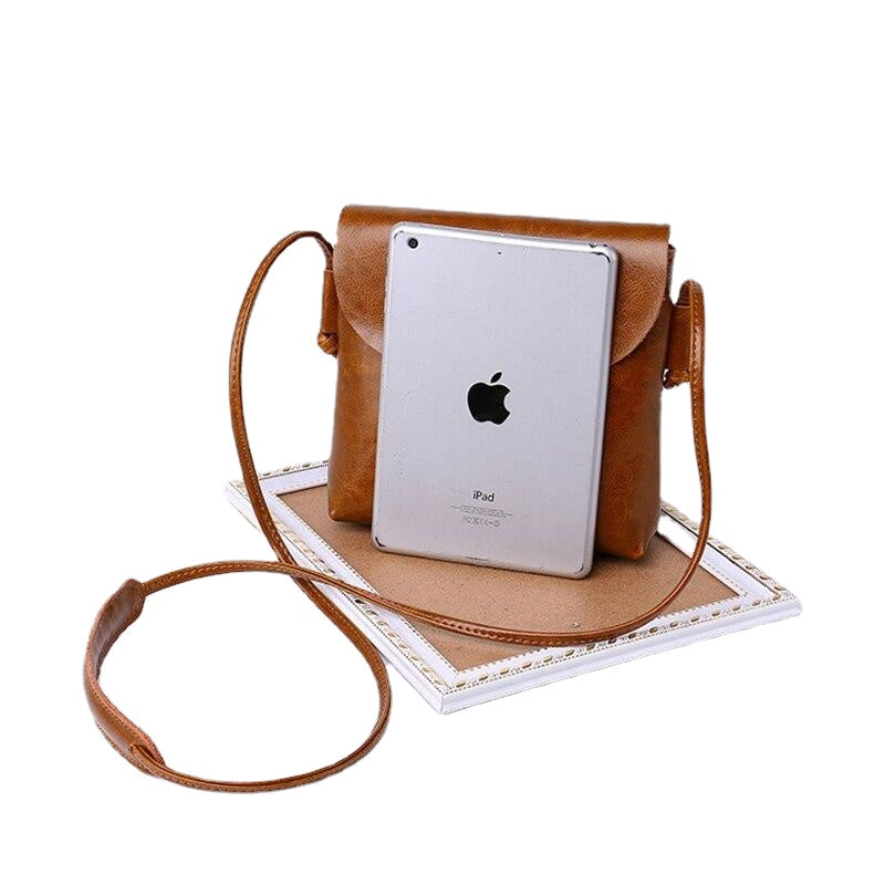 Vintage Oil Genuine Leather Bags for Women High Quality Single Shoulder Crossbody Mini Bag Simple Ladies Designer Purse