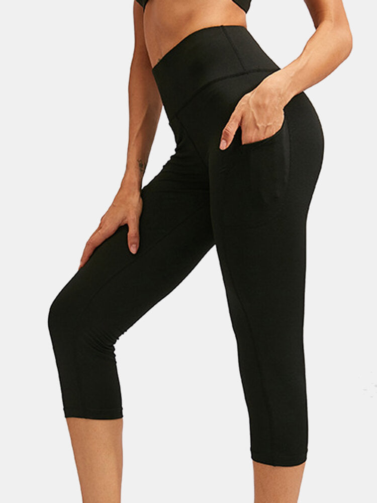 Women Solid Color Moisture Wicking Sport Yoga High Waist Pants