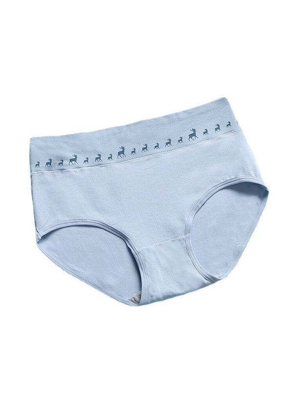 Women's Deer Print Cotton High Waist Stretch Panties