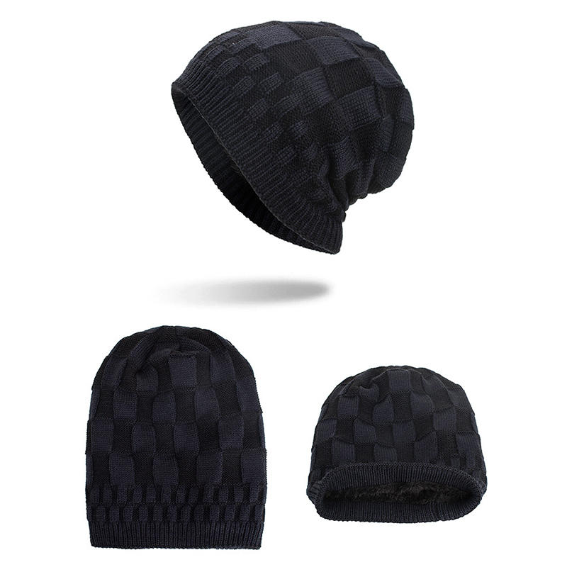 Winter Warm Coral Fleece Thicken Beanie Caps Outdoor Double Layers Knitted Hat