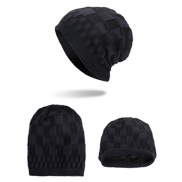 Winter Warm Coral Fleece Thicken Beanie Caps Outdoor Double Layers Knitted Hat