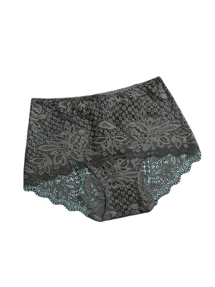 Women's Floral Lace Mid Waist Breathable Panties
