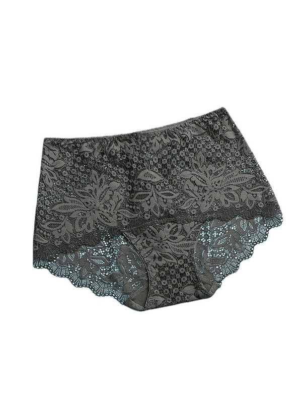 Women's Floral Lace Mid Waist Breathable Panties