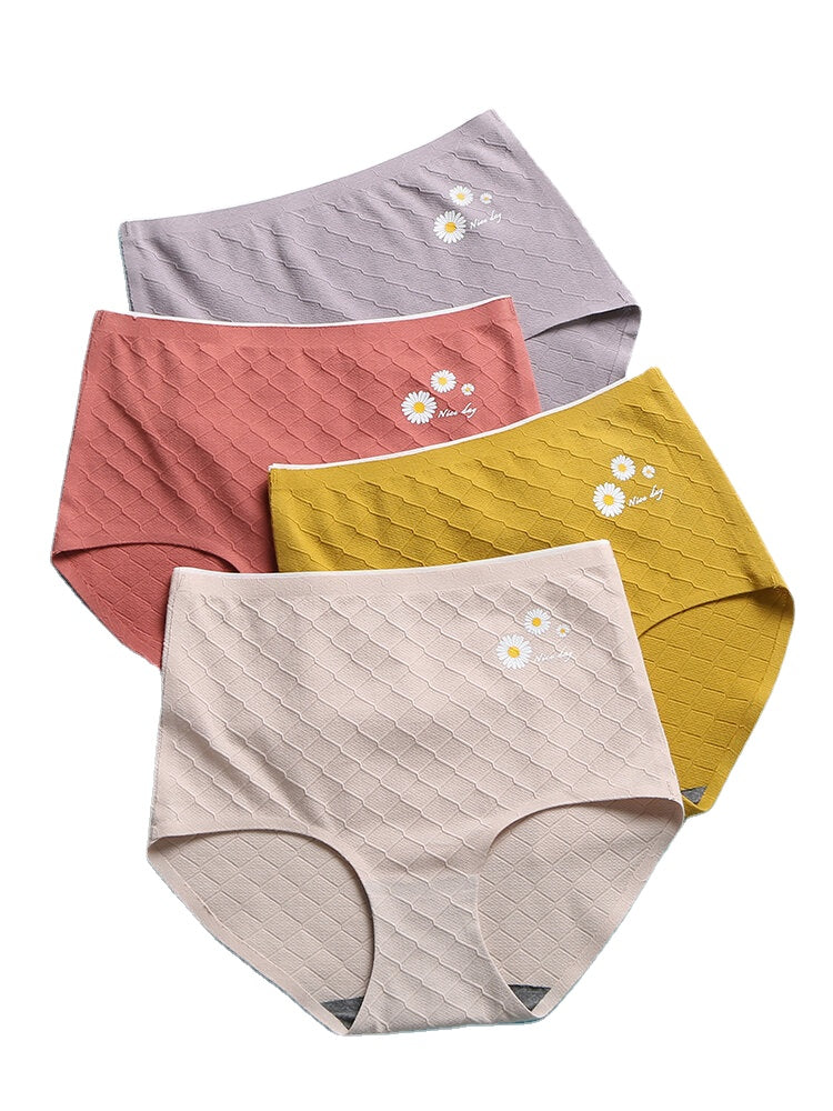 Women's Daisy Print Graphene Antibacterial High Waist Cotton Panties