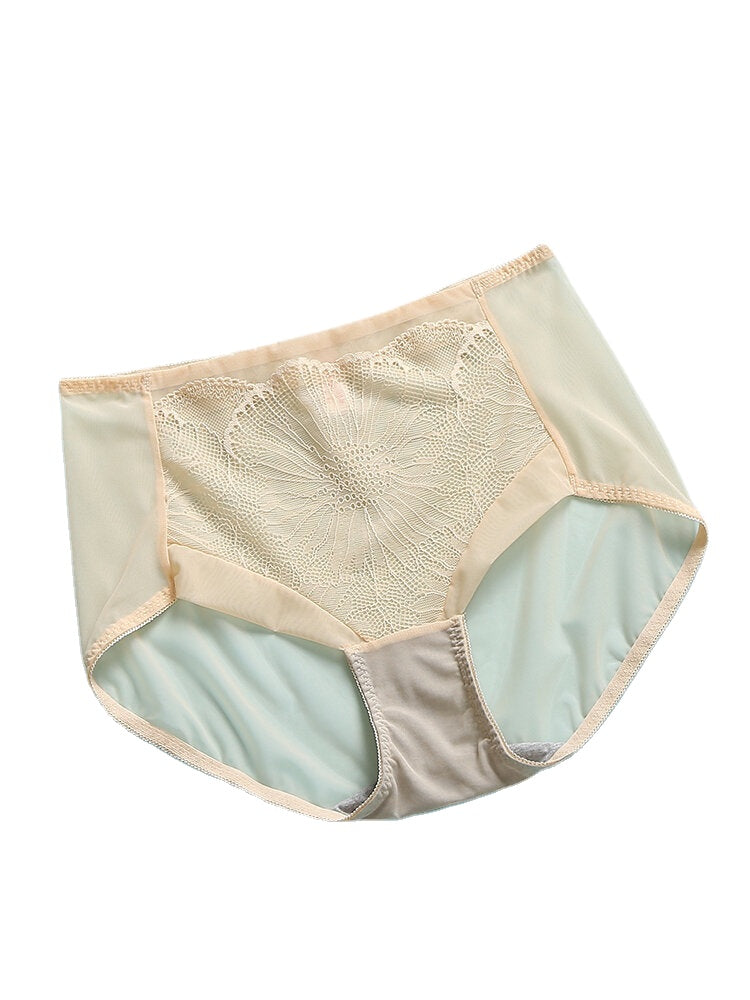 Women's Breathable Mesh High Waist Panties - See Through, Cozy, Solid Color