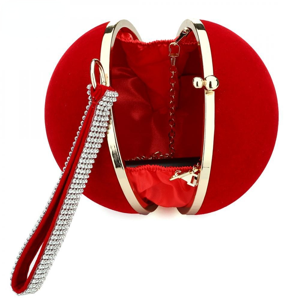 Stylish Unique Ladies' Spherical Iron Velvet Evening Bags Main image