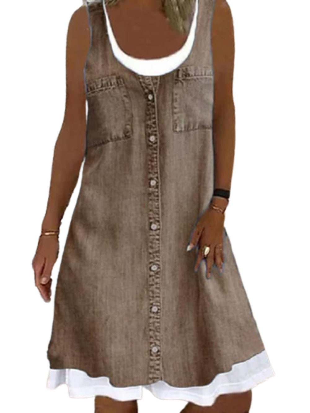 Women's Sleeveless Floral Fake two piece Crew Neck Casual Dress Main image