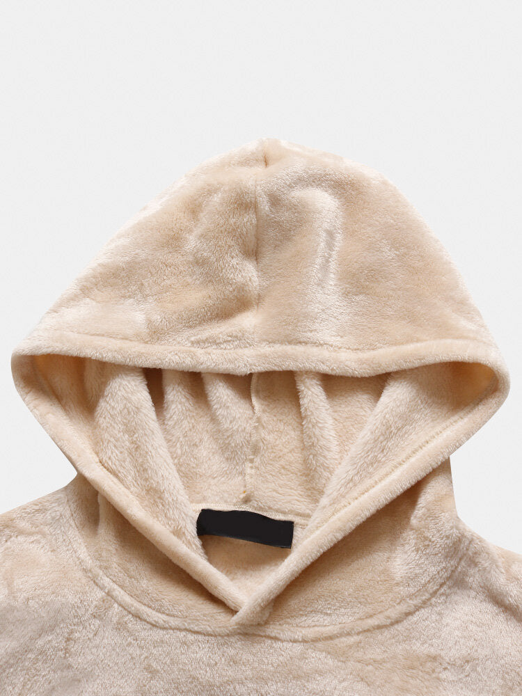 Women's Fluffy Flannel Wearable Blanket Hoodie with Kangaroo Pocket - Warm & Oversized Secondary image