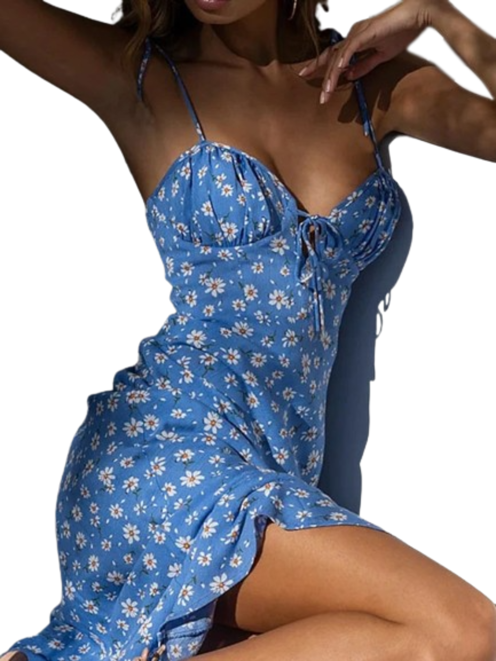 Fashion Sleeveless Floral Backless Vacation Spaghetti Strap Sheath Dress For Womens Secondary image