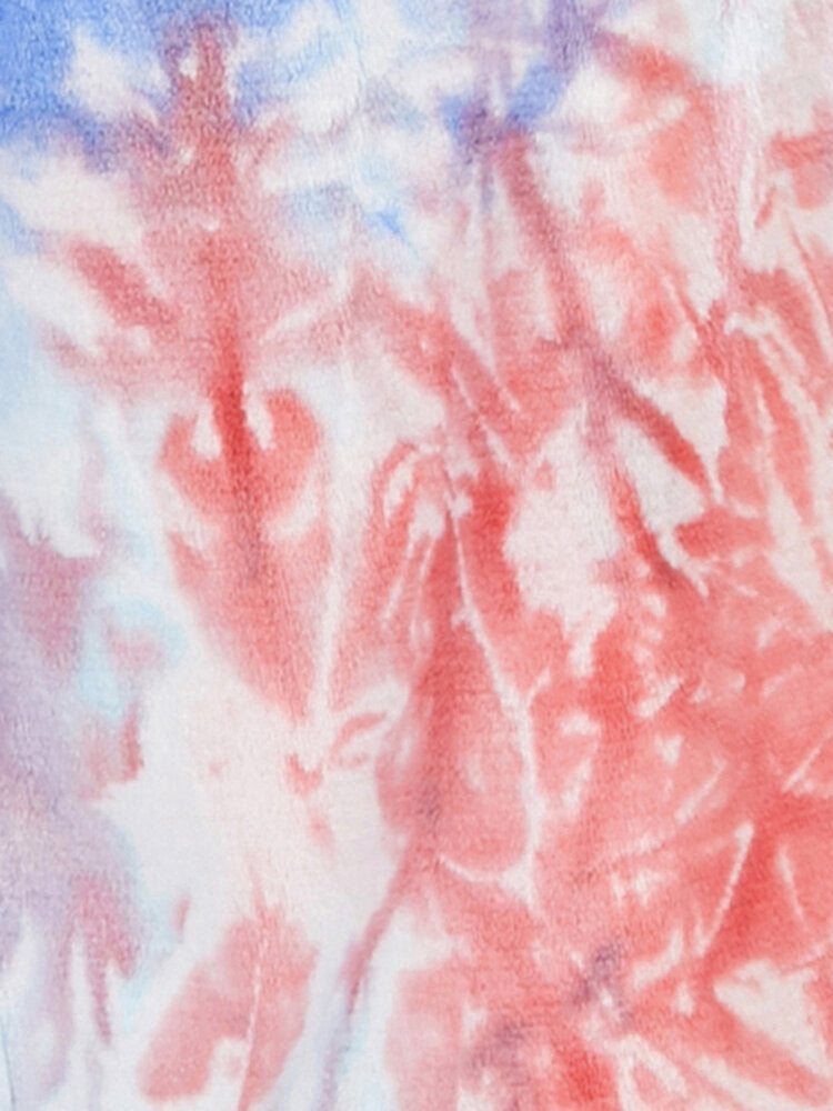 Women's Tie Dye Flannel Long Sleeve Robe with Double Pockets