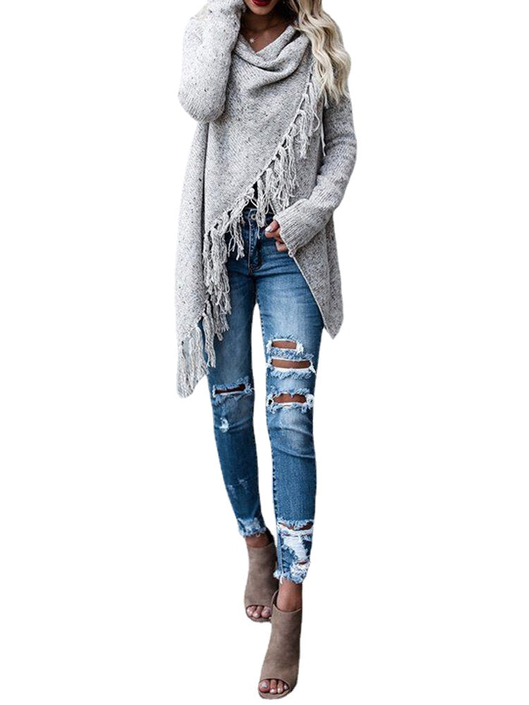Women Winter Warm Long Sleeve Tassel Sweater Coats Outwears Main image