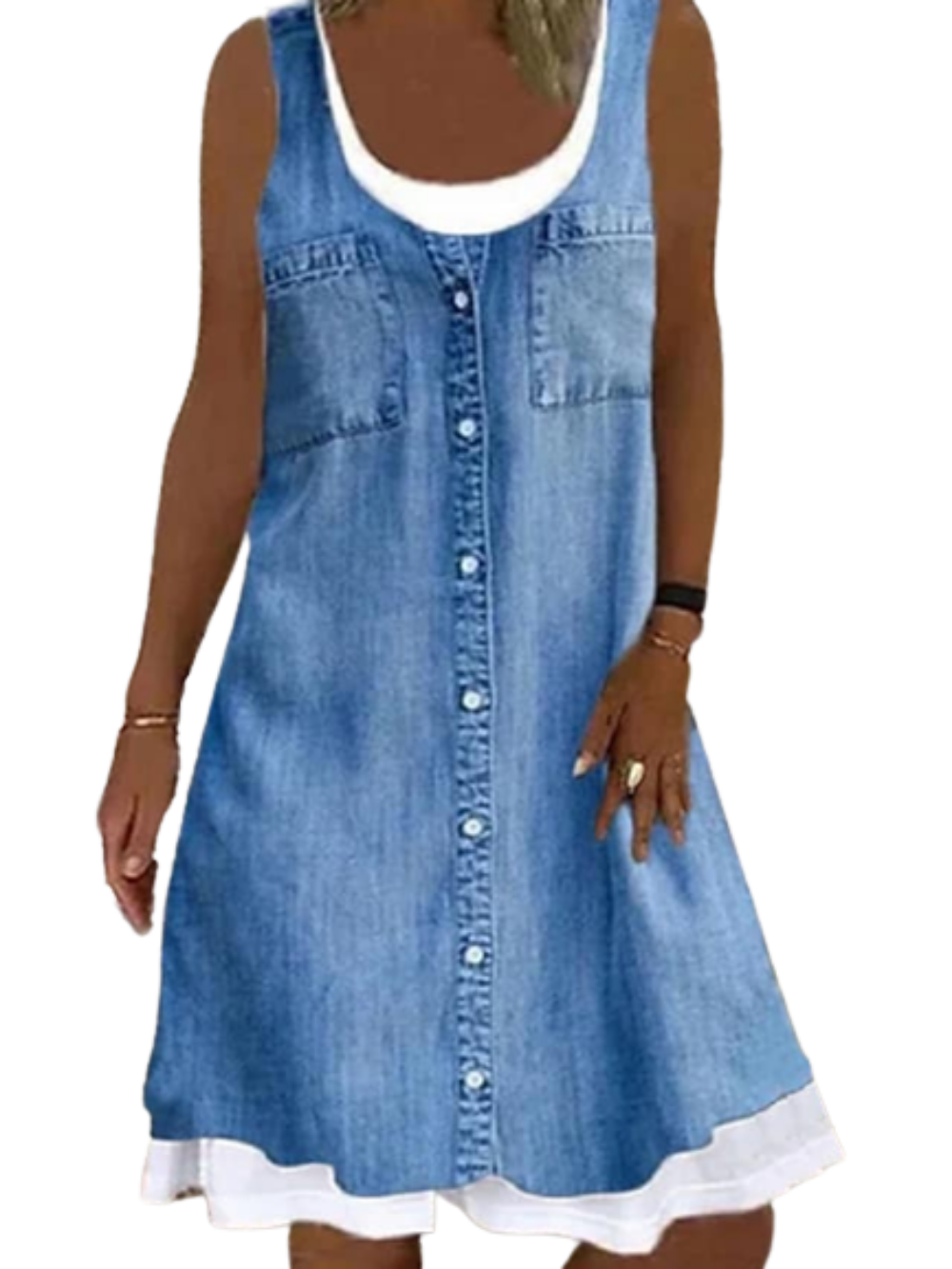 Women's Sleeveless Floral Fake two piece Crew Neck Casual Dress Secondary image