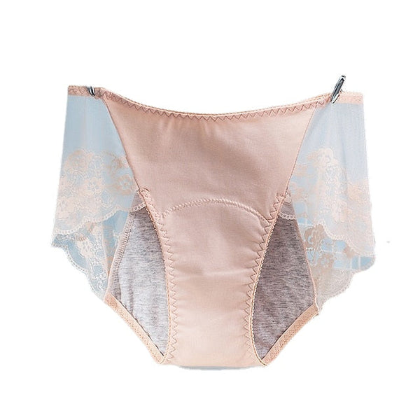 Women's Brief Underwear Period Panties 1 PC Underwear Fashion Simple Sexy Lace Pure Color Cotton Mid Waist Sexy Black Blue Pink