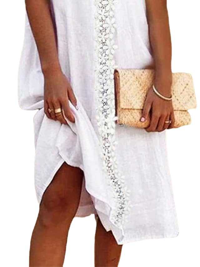 Women's Sleeveless Lace V Neck Vacation Loose Fit Dress Secondary image