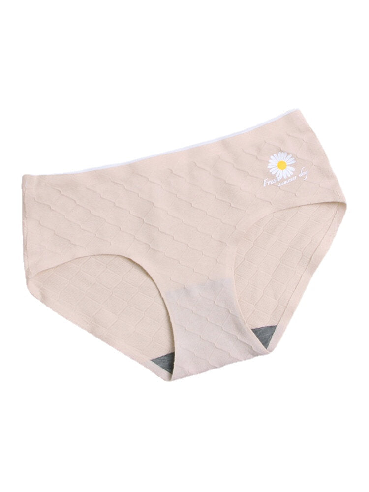 Women's Daisy Print Mid-Waist Comfy Breathable Panty