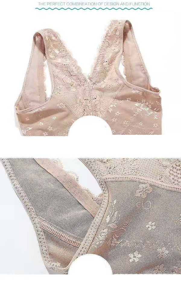 Womens Shapewear Firm Control Lace N Smooth Built-in Bra Body Shaper Fajas Crotch Lingerie Sexy Lace Bodysuit Deep V Teddy One Piece Lace Babydoll