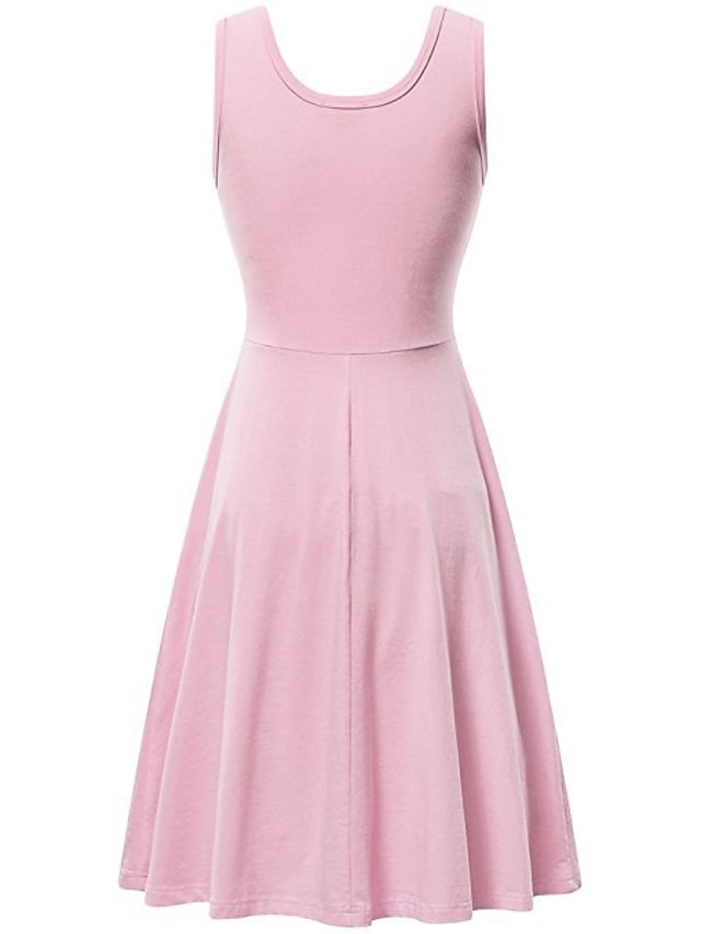 Women's Ruched Pocket V Neck Daily Sleeveless Casual Fit Dress
