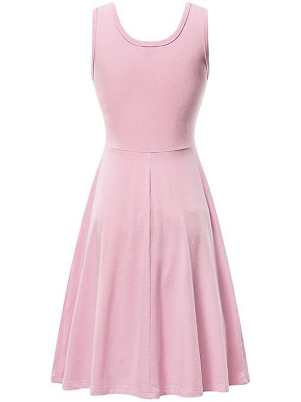 Women's Ruched Pocket V Neck Daily Sleeveless Casual Fit Dress