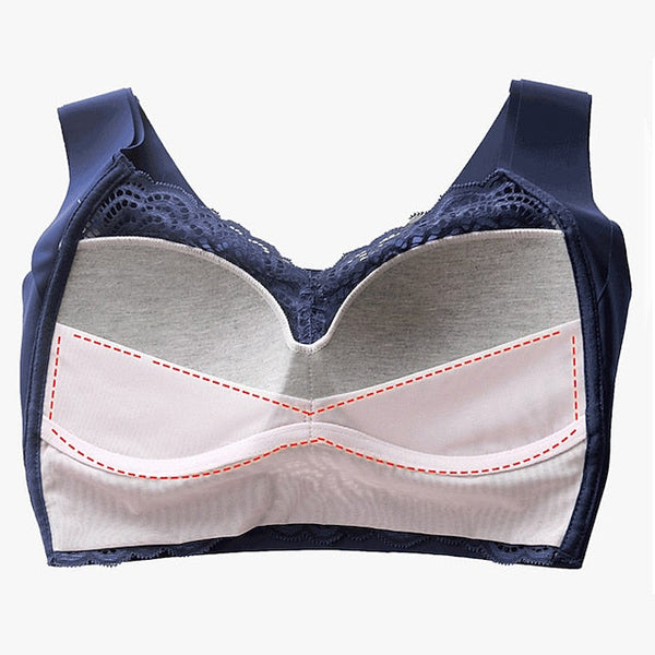 Women's Plus Size Bras & Bralettes Seamless Full Coverage Solid Color Micro-elastic Push Up Casual Daily Nylon V Neck