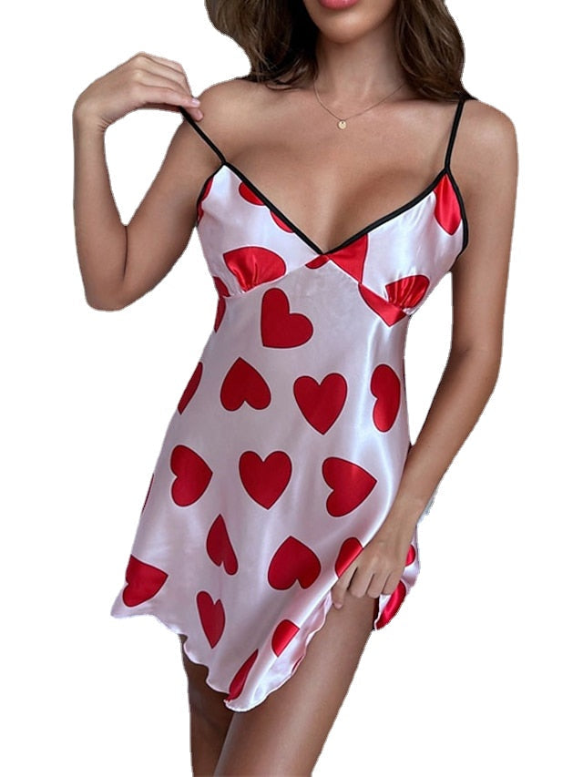 Women's Pajamas Nightgown Nighty Pjs Heart Comfort Sweet Home Satin Straps Sleeveless Backless Spring Summer Pink, Silk, V Wire Secondary image