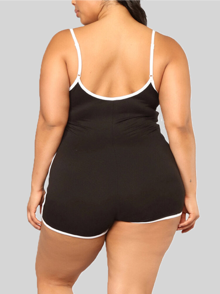 Women Sleeveless Sports Tight Sling Jumpsuit