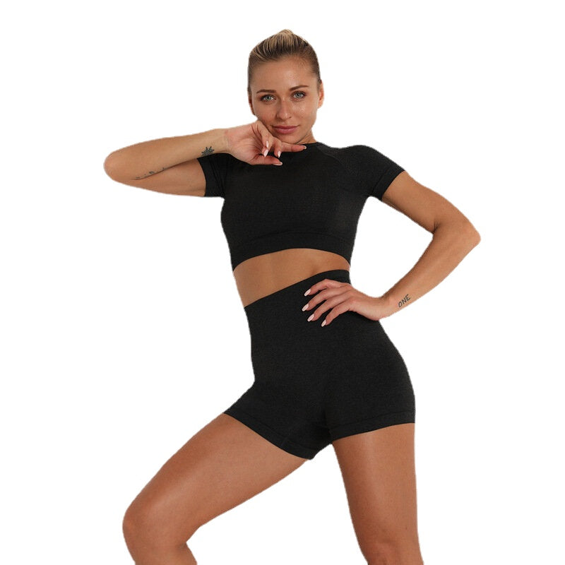Women's High Waist Yoga Sets High Elasticity Skinny Quick Dry Yoga Sets Yoga Shirt Yoga Shorts Fitness Gym Workout Running Sports Clothing Sets