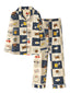 Women's Cotton Plaid Pajama Set - Funny Print, Long Sleeve, Elastic Waist, Two-Piece Homewear